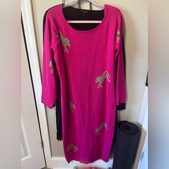 Fuchsia, Ashley Stewart sweater dress With leopards. - Picture 2 of 4